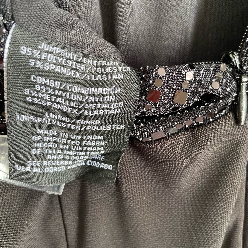 NWOT Women’s R&M Richards Sparkly One Shoulder Wide Legged Black Jumpsuit Size 6 - Picture 8 of 11
